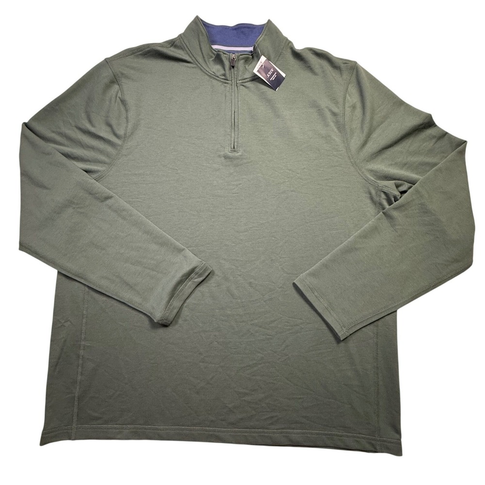 J.Crew Performance Half-Zip Pullover Green XXL UPF 50 Moisture Wicking-2615